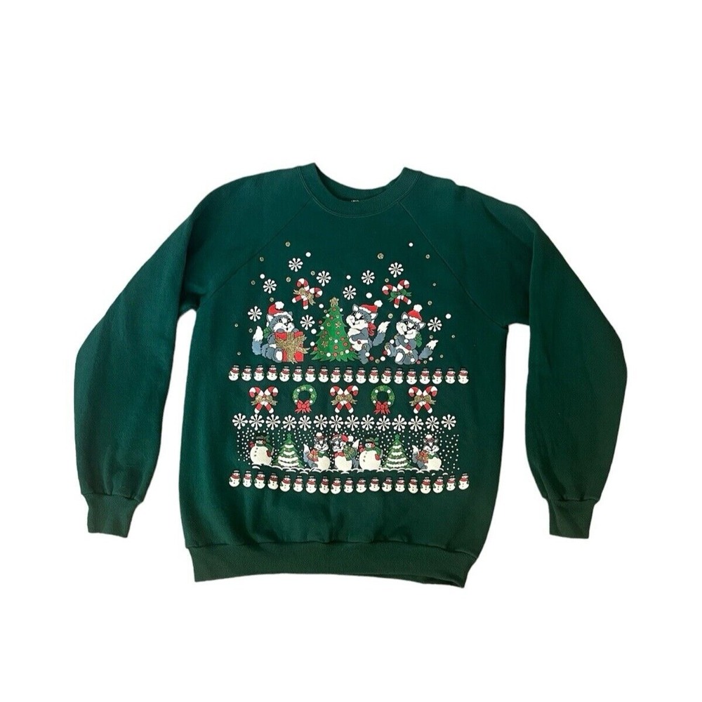 Vintage 90s Hanes Cozy Ugly Christmas Sweatshirt Unisex Medium